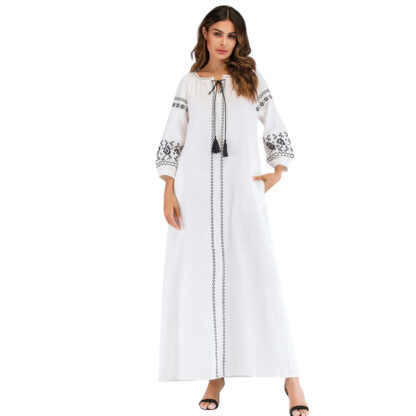 Купить Muslim Abaya Long Dress Women Embroidered Arab Vestidos Islam Kaftan Jilbab Djellaba Ropa Musulman Ensembles Middle East Ramadan