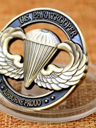 Купить Non Magnetic American Army Metal Craft Commemorative Coin US Paratrooper 1oz Bronze Plated Challenge Coins with Capsule for Collection