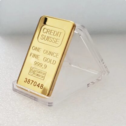 Купить 50pcs Non Magnetic CREDIT SUISSE ingot 1 oz gold-plated gold bar Swiss souvenir coins with different serial laser numbering crafts collectibles