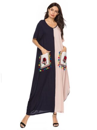 Купить Ramadan Abaya Dubai Islamic Clothing Women Dress 2021 Summer Ethnic Maxi Dress Poets Ropa Kaftan Gowns Musulman Ensemble Robe