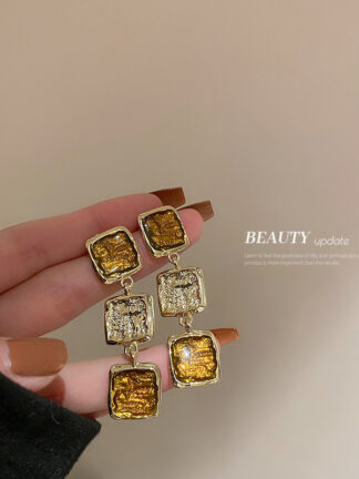 Купить Silver Needle Geometric Irregular Square Earrings Korean Dongdaemun Unique Design Earrings Fashion Vintage eardrop Women