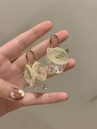 Купить 925 Silver Needle Korean Retro Personality Trendy Crystal Pearl Light Soft Yarn Earrings Super Fairy Earrings Mori eardrop Women