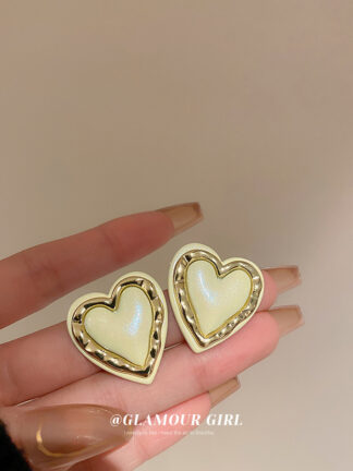 Купить Silver Needle Korean Lovely Heart-Shaped Sweet Earrings Spring Fresh Girlish Heart Ear Studs Simple Fashion Sweet Cool eardrop