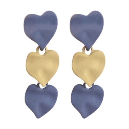 Купить Silver Needle Pleated Love Heart Earrings Korean Spring Fresh Sweet Earrings Eardrops Design Sense Niche Cute eardrop