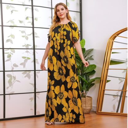 Купить New Summer Women Muslim Abaya Dress Print FloralRamadan Musulman Turkey Moroccan Kaftan Maxi Hijab Vestidos Islamic Clothing