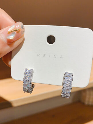 Купить 925 Silver Needle Zircon Trendy Earrings Simple Temperament Trend Luxury Stud Korean Personalized Fashion eardrop