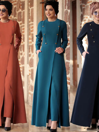 Купить Eid turkey muslim 2 piece set women abaya long dress and pants outfits suits islamic clothing musulman ensembles moroccan kaftan
