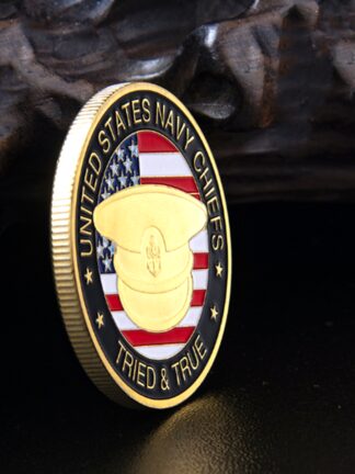 Купить 2pcs Non Magnetic Crafts USArmy Millitary Department Of The Navy Chiefs Tried True 24k Gold Plated Challenge Coin