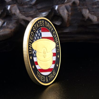 Купить 2pcs Non Magnetic Crafts USArmy Millitary Department Of The Navy Chiefs Tried True 24k Gold Plated Challenge Coin