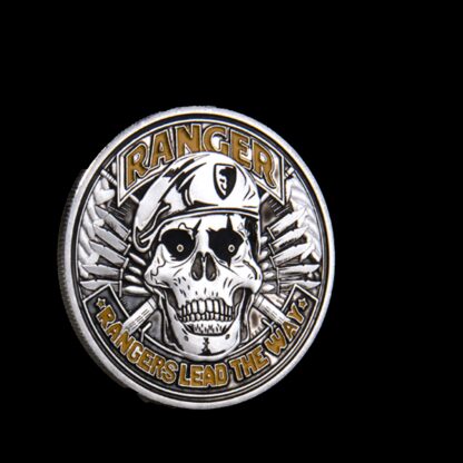 Купить 10pcs Non Magnetic Challenge Craft 1775 USA Department Of The Army Ranger Lead Way Skull Silver Plated Military Coin