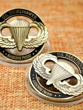 Купить 50pcs Non Magnetic American Army Metal Craft Commemorative Coin US Paratrooper 1oz Bronze Plated Challenge Coins with Capsule for Collection