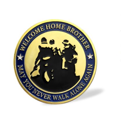 Купить 10pcs Non Magnetic Crafts Soldiers Welcome Home Brother May You Never Walk Alone Again Gold Plated Challenge Coins
