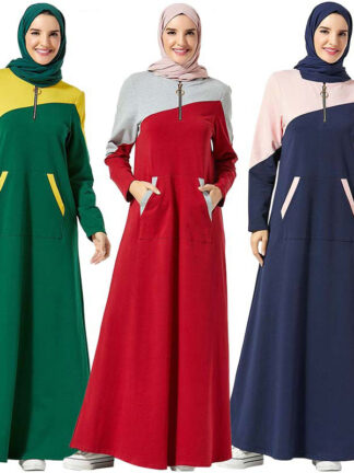 Купить Hooded Trasuit Long Dress Women Muslim Islamic Clothing Middle East Jogging Maxi Dresses Sports Walk Wear Side Poets Kaftan