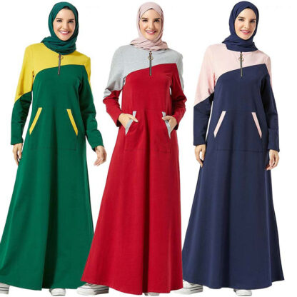 Купить Hooded Trasuit Long Dress Women Muslim Islamic Clothing Middle East Jogging Maxi Dresses Sports Walk Wear Side Poets Kaftan