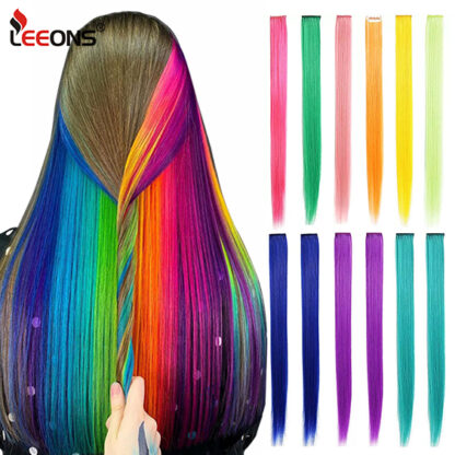 Купить Accessories Synthetic Hair Clip-In One Piece For Ombre Hair Extensions Pure Color Straight Long Fake Hair Pieces Clip In 2 Tone Costume