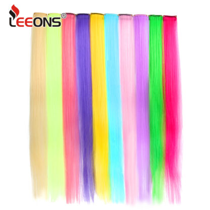 Купить Accessories Synthetic hair Clip In One Pieces Hair Extensions Straight Ombre Purple Blue Pink Extension Hair Women Synthetic False Fake