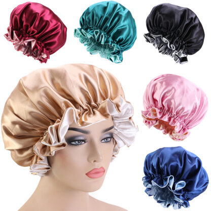 Купить Accessories Reversible Satin Bonnet With Head Tie Adjust Sleep Night Cap Head Cover Hat For Curly Springy Hair Styling Accessories Costume