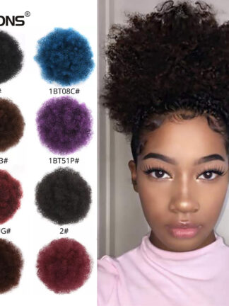 Купить Accessories Synthetic Afro Puff Drawstring Ponytail Hair Extensions Synthetic Afro Bun Hair Piece For Black Women Kinky Curly Updo Afro Bun