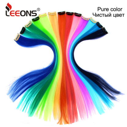 Купить Accessories Synthetic Hair Extensions With Clips Heat Resistant Straight Hair Extensions Color Colored Black Hair Clip Womens 12G/Pcs Costum
