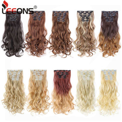 Купить Accessories Synthetic Hair16 Clips In Hair Extension Body Wave 22&quotHair Extension Clip For Women Synthetic Hair Extensions Brown Ombre Co