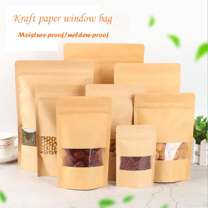 Купить Food Moisture-proof Bags Kraft Paper with Aluminum Foil ining Stand UP Pouch valve Packaging seal Bag for Snack Candy Cookie Bak
