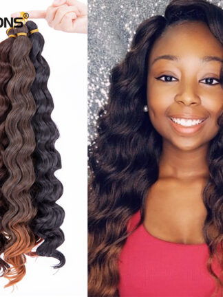 Купить Accessories 18Inch Deep Wave Twist Crochet Hair Natural Synthetic Braid Hair Ombre Water Wave Braiding Hair Extensions Low Tempreture Costum