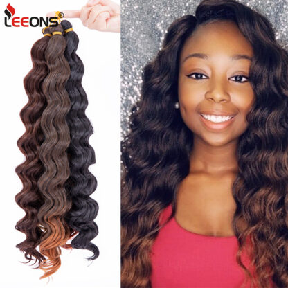 Купить Accessories 18Inch Deep Wave Twist Crochet Hair Natural Synthetic Braid Hair Ombre Water Wave Braiding Hair Extensions Low Tempreture Costum