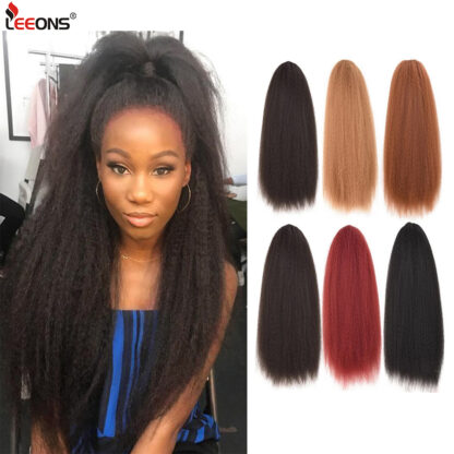 Купить Accessories 22 Inch Drawstring Ponytail Hair Extension Clip Synthetic Afro Kinky Straight Ponytail Hairpieces With Elastic Band Comb Costume
