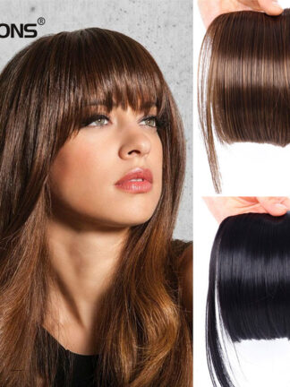 Купить Accessories Natural Straight Synthetic Blunt Bangs High Temperature Fiber Brown Women Clip-In Full Bangs With Fringe Of Hair 6 Inch Costume