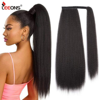 Купить Accessories Long Kinky Straight Ponytail Synthetic Drawstring Ponytail Chip-In Hair Extension Organic Clip-In Wrap Around Ponytail Costume