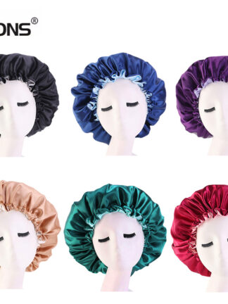 Купить Accessories Solid Women Satin Bonnet For Curly Hair Reversible Satin Bonnet Hair Caps Double Layer Adjust Sleep Night Cap Hair Sleep Costume