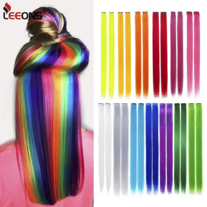 Купить Accessories Synthetic Clip In One Pieces Raiinbow Hair Extensions Straight Synthetic Hair Pieces 18&quot Long Ombre Hair Pink Purple Red B