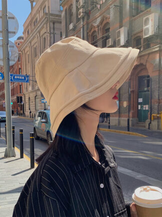 Купить High-Profile Figure Japanese Style Face Covering Big Brim Fisherman Hat Womens Summer Korean Fashion All-Matching Sun-Proof