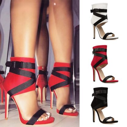 Купить European and American new fashion women's shoes fish mouth cross belt sexy thin high-heeled sandals