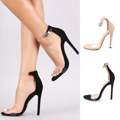 Купить 2021 European and American transparent film women's shoes shallow mouth thin high heels summer sandals