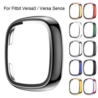 Купить 360 Full Cover Tempered Glass for Fitbit versa3/ fitbit sense PC Frame tempered glass Screen Protector for Fitbit versa 3