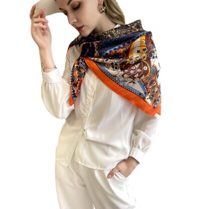 Купить 2022 New Silk Scarf imitation silk European and American Baotou large square towel gift female 90cm