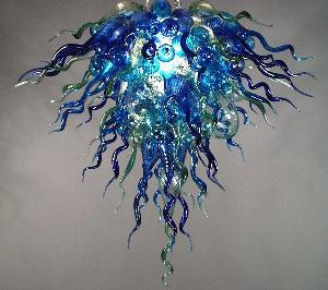 Купить Briliant Cobalt Blue Color Tiered Pendant Lamps LED Inspired Flush Mounted Handmade Blown Glass Chandelier Home Decorative Chandelier
