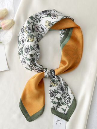Купить New Satin Japan and South Korea sweet silk scarf female 70cm stewardess flower print small square scarf
