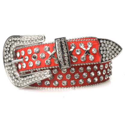 Купить Cross-Border Womens Belt Pin Buckle Rhinestone Lengthened Widened Inlaid Pant Belt Spot European and American Style Punk