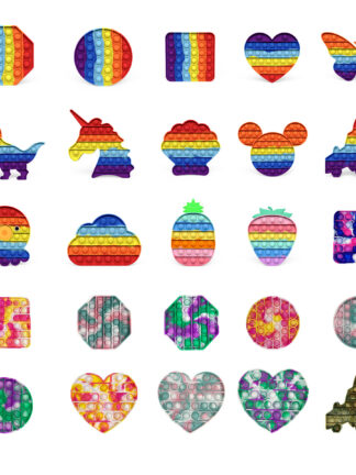 Купить 100pcs Funny Rainbow Push Bubble Fidget Toy Antistress Sensory Stress Relief Squishy Toys For Adults Children Gifts 10PCS