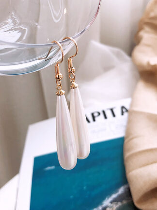 Купить Real Gold Plating Advanced French Pearl Water Drop Long Earrings Simple Earrings Romantic Charming Classic Retro eardrop