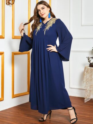 Купить Turkey Spring Muslim Dress Women Long Sleeve Embroidery Abaya A-line Maxi Kimono Jubah Robe Abaya Vestidos Islamic Clothing 2021