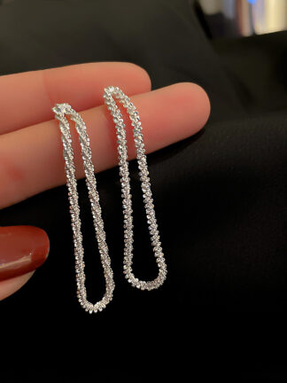 Купить 925 Silver Needle Korean Fashion Sparkling Earrings Long Fringed Earring Thread Online Influencer Refined Design Earrings Women