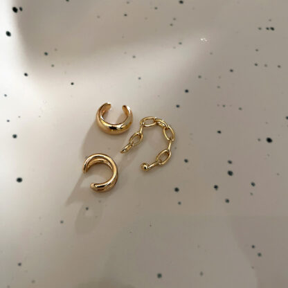 Купить South Korea Dongdaemun Stylish and Simple Personality Ear Clip Geometric Three-Piece Set Earrings Hot Selling Temperament eardrop
