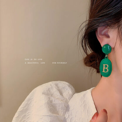 Купить 925 Silver Needle Letter Geometric Earrings for Women Korean Style Retro Elegant Earrings Personalized Artistic eardrop