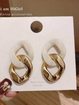 Купить 925 Silver Needle Fashionable Retro Earrings Korean Simple Sweet Acrylic Earrings Hot Selling Temperament eardrop Women
