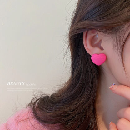 Купить Silver Needle Rose Red Series Geometric Heart Shape Earrings Korean Fashion Simple Stud Earrings Personality Acrylic eardrop Female Wholesa
