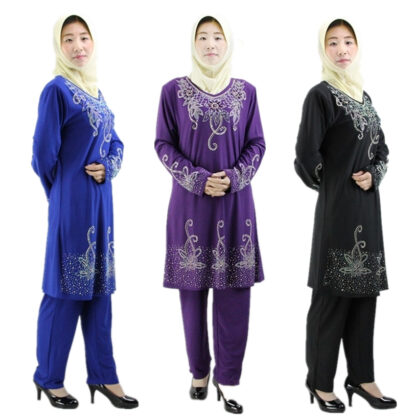 Купить Ramadan Muslim Prayer Garment Women Abaya Dress 2 Piece Set Long Pants Islamic Eid Arab Kaftan Ladies Arabic Hijab Vestidos suit