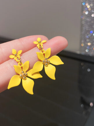 Купить 925 Silver Needle Spring Flower Earrings Five Petal Korean Online Influencer Refined Fashion Minimalism eardrop Women